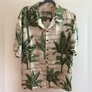 Tori Richard Cream Banana Leaf Hawaiian Shirt XL